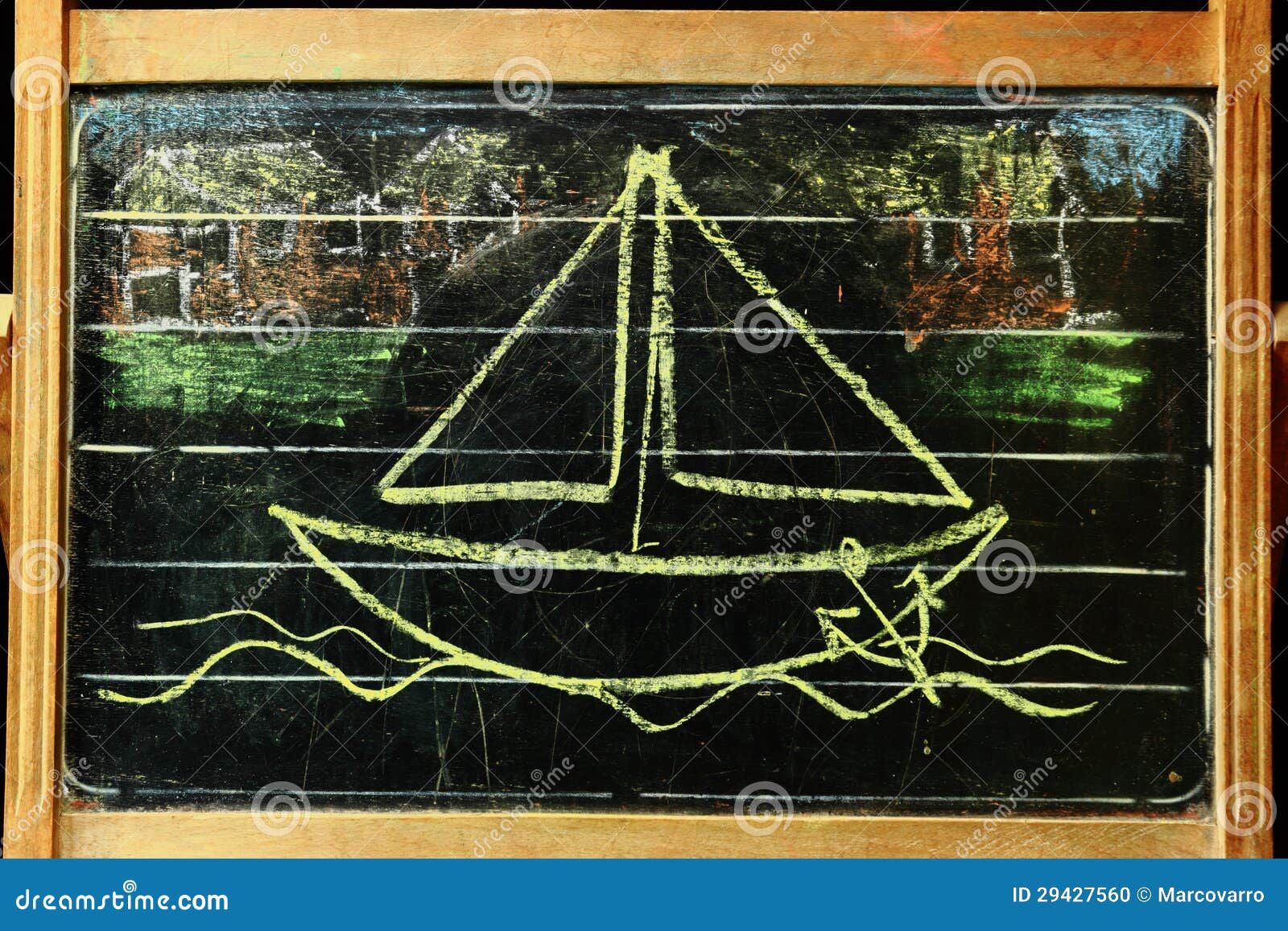 Sailing boat on chalkboard stock photo. Image of chalkboard 29427560
