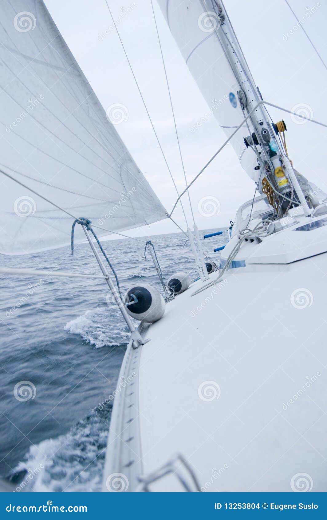 Sailing Boat on Cloudy Windy Day Stock Photo Image of peaceful, sport 13253804