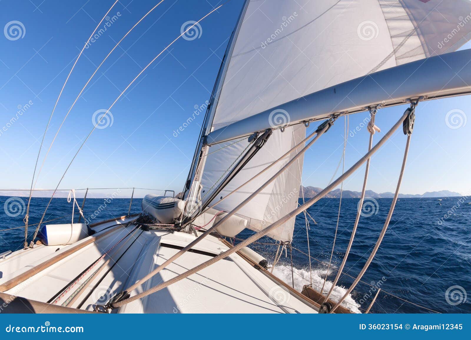 sailing boat deck in the sea