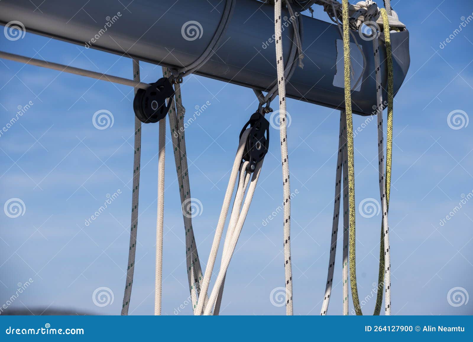 Sailing Boat Lines Close Up with Boom Stock Photo - Image of lines