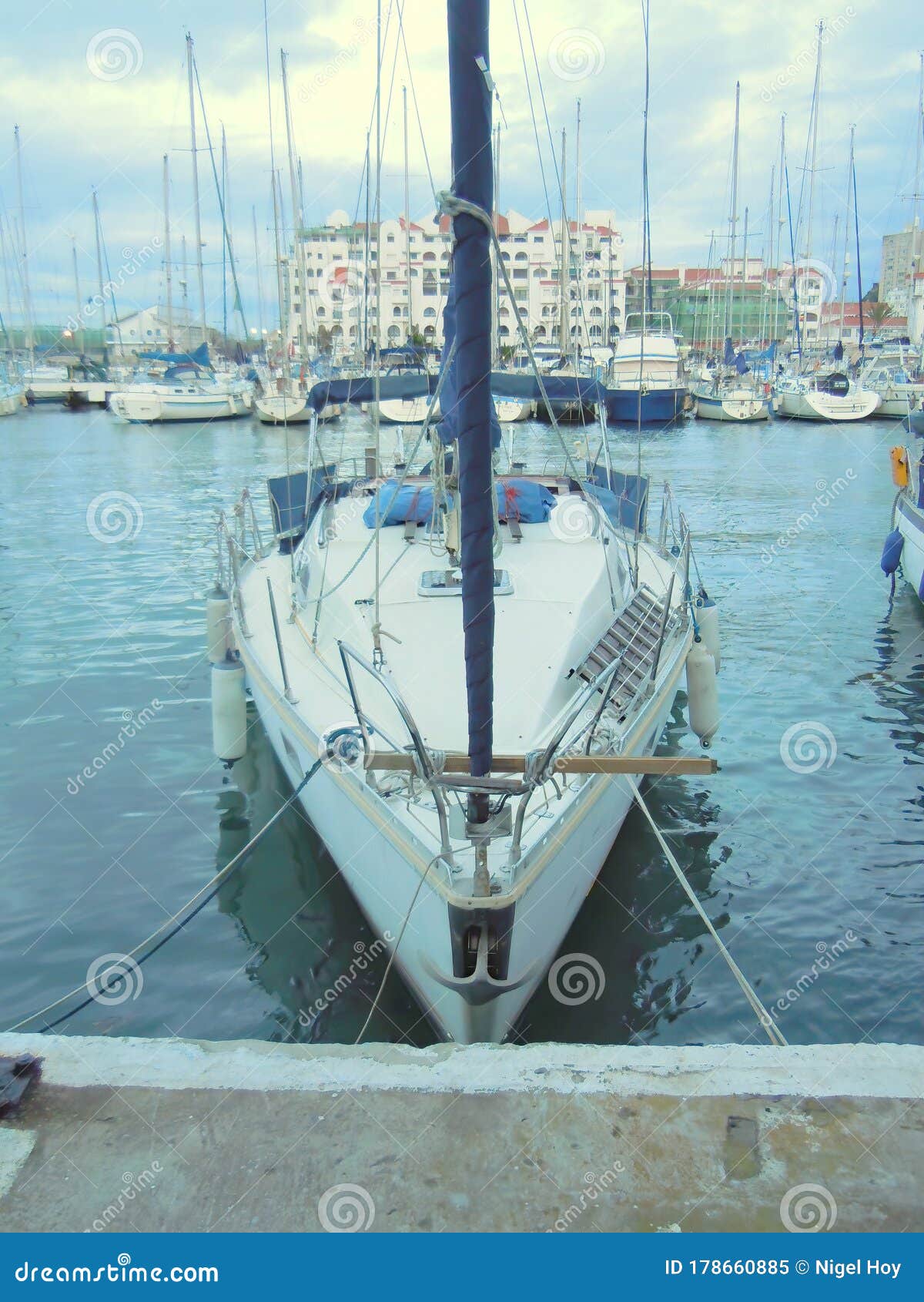 Sailing Boat Moored in Yacht Marina Stock Image - Image of boat