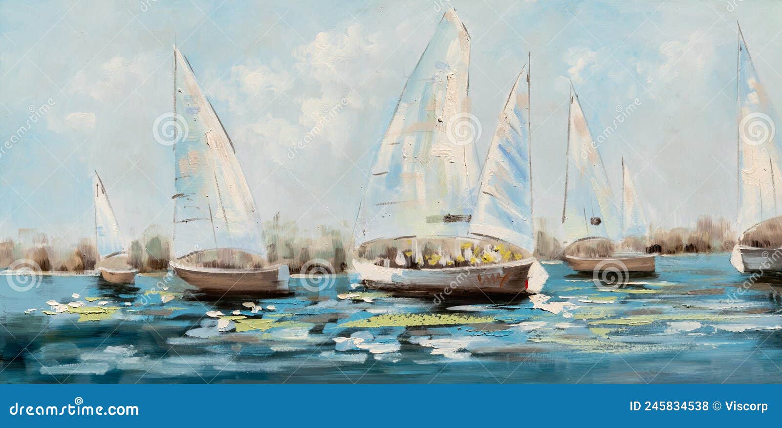 sailing boat oil painting