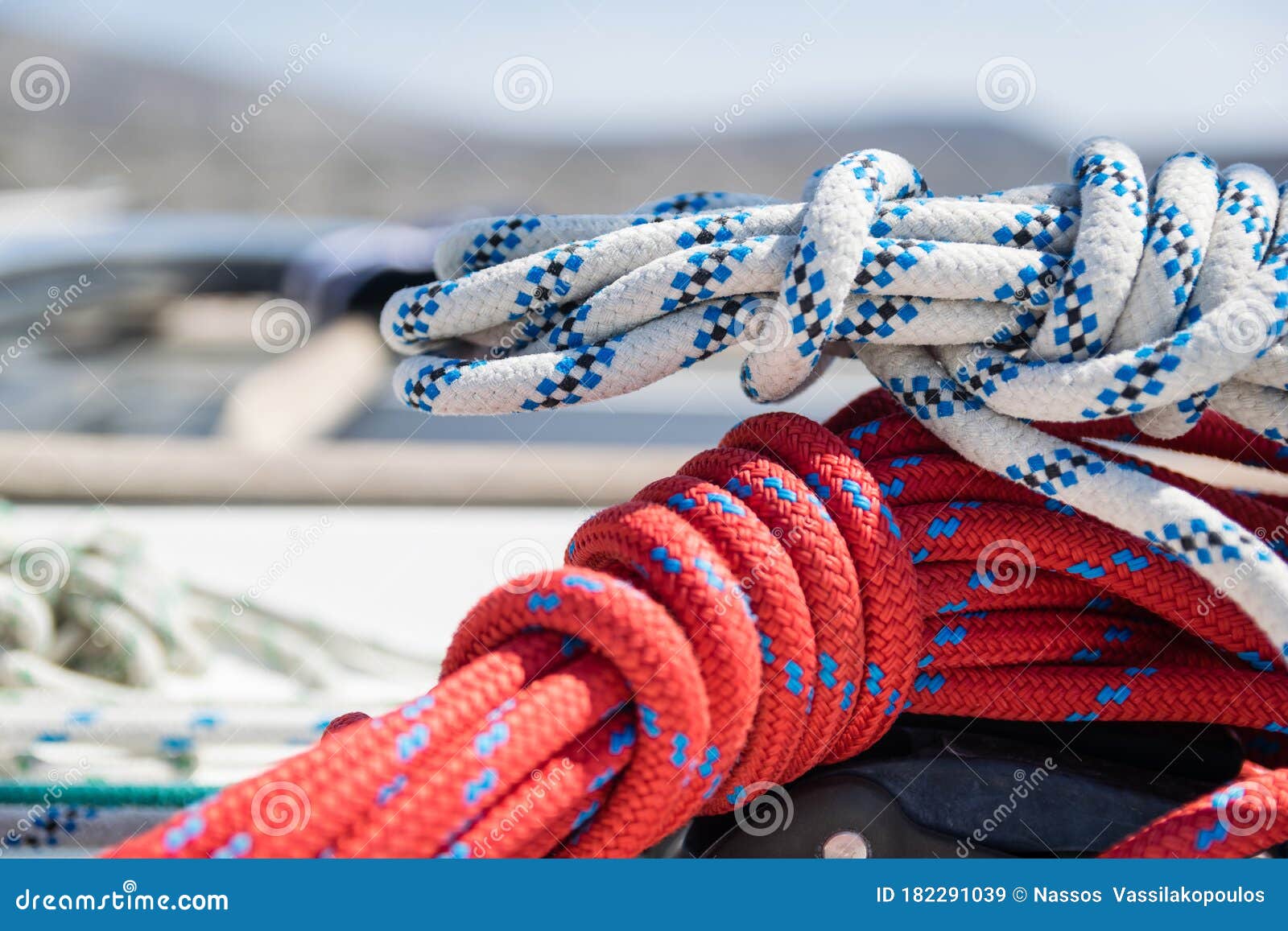 Sailing boat ropes on deck stock image. Image of holidays 182291039