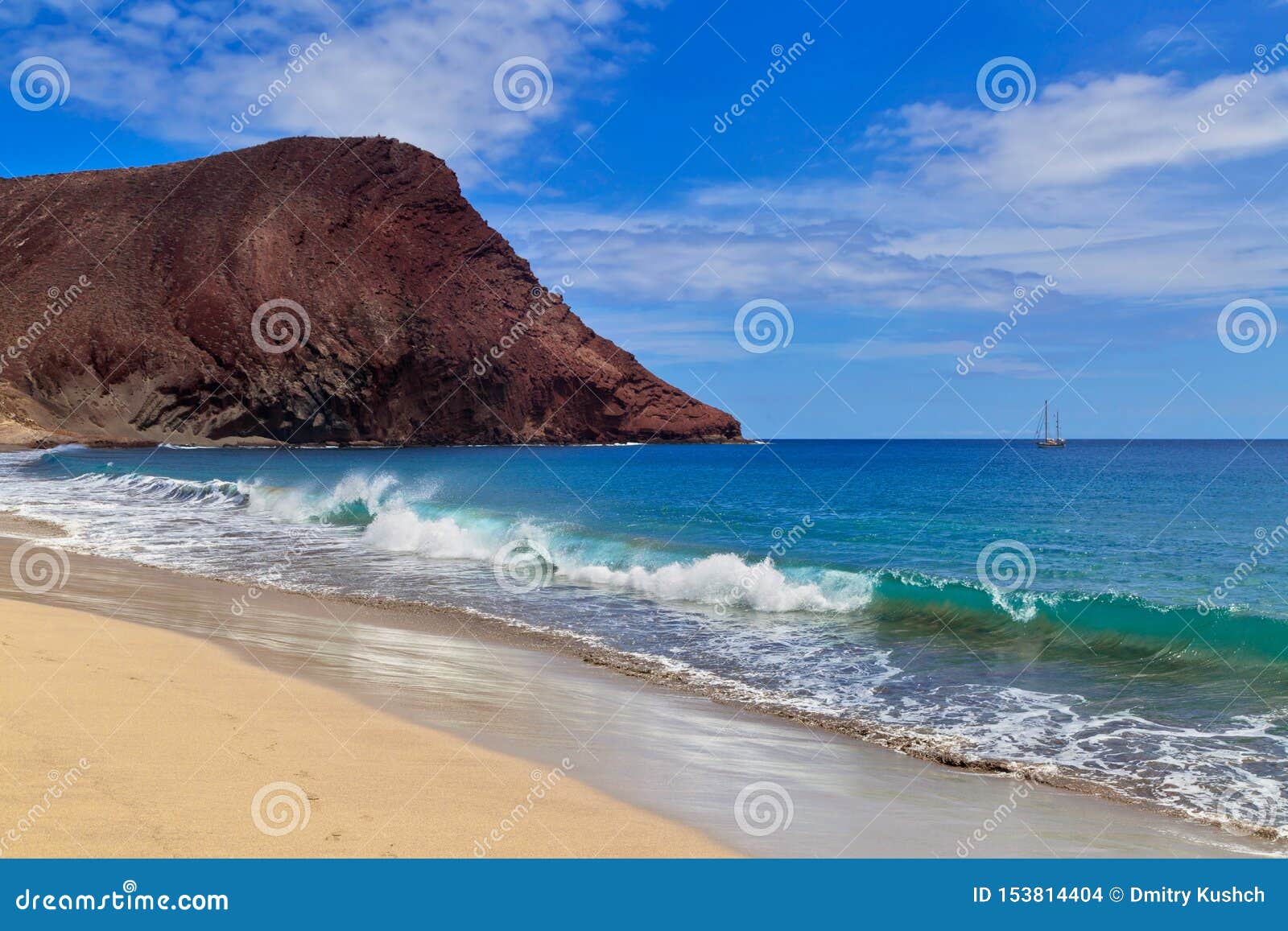 sailing boat in the scene from la tejita beach