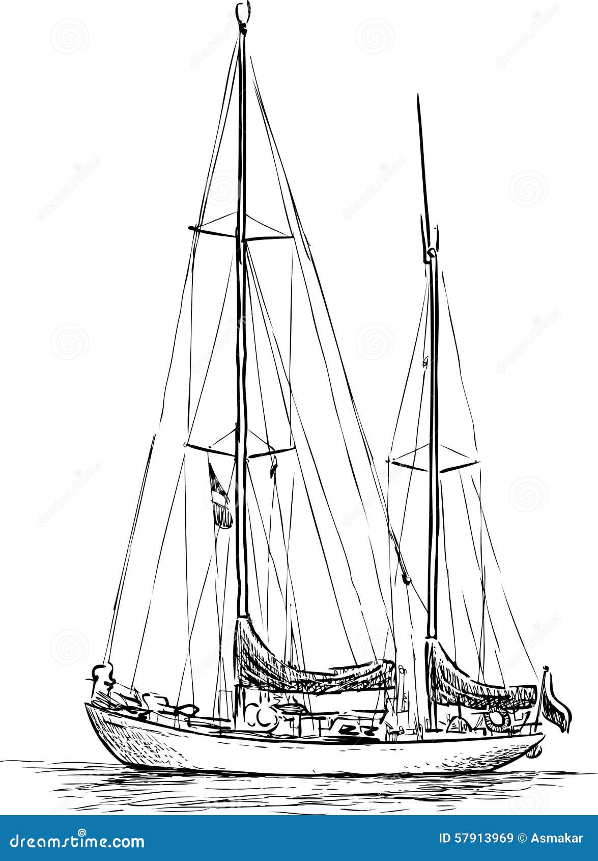 Sailing boat sketch stock vector. Image of holiday, image ...