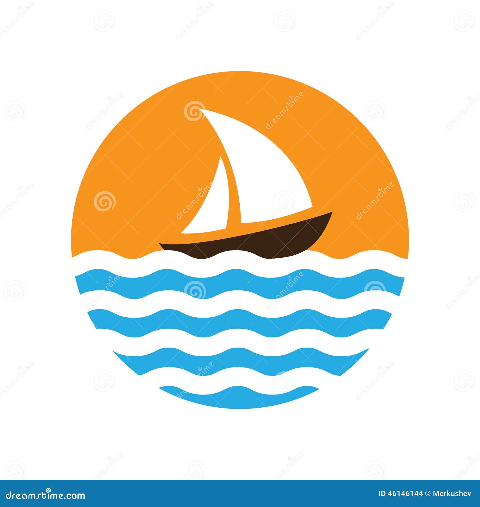 Sailing Boat On The Water, Vector Logo Stock Vector - Image: 46146144