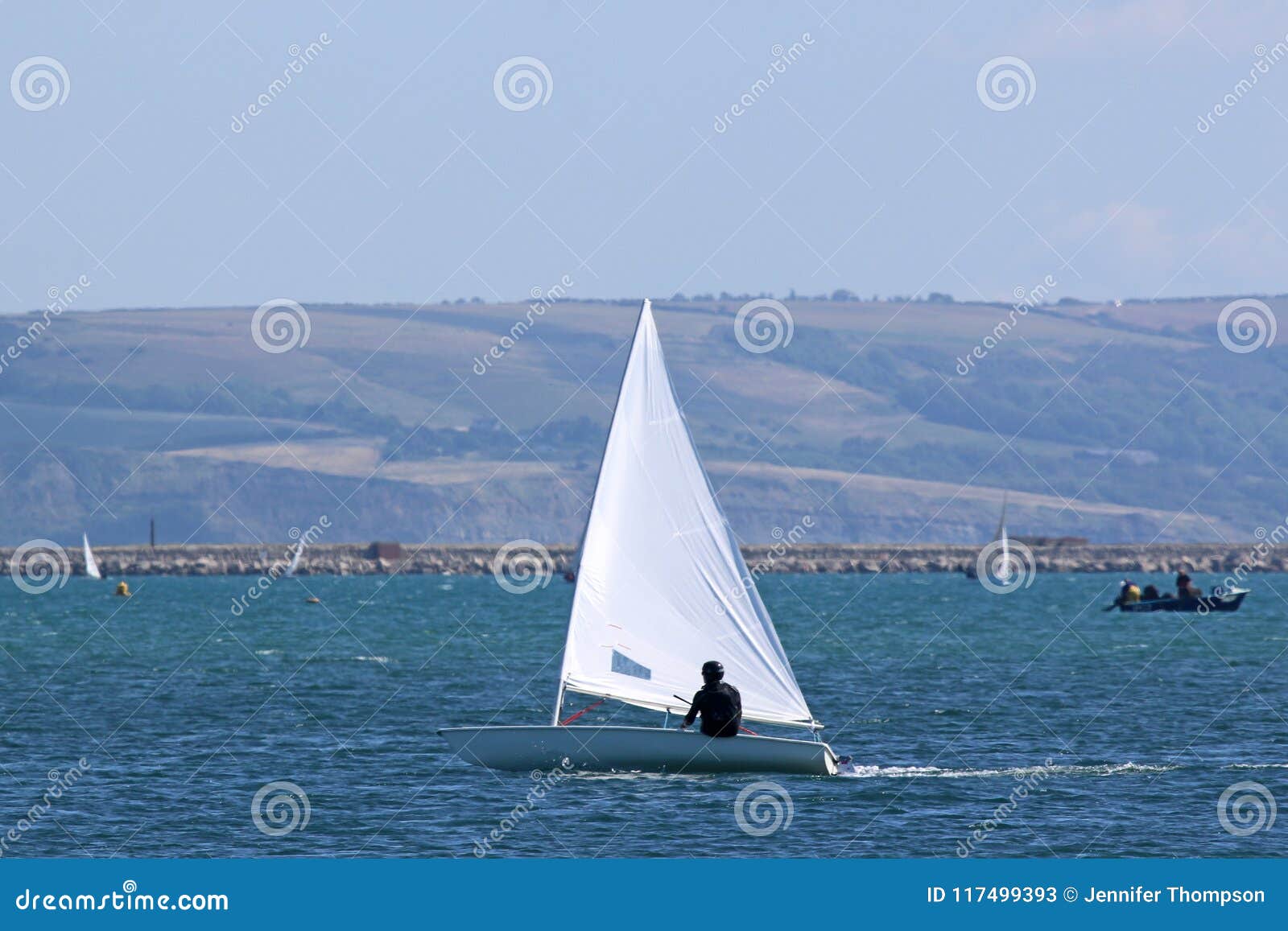 Sailing Dinghy in Portland Harbour Editorial Stock Photo Image of