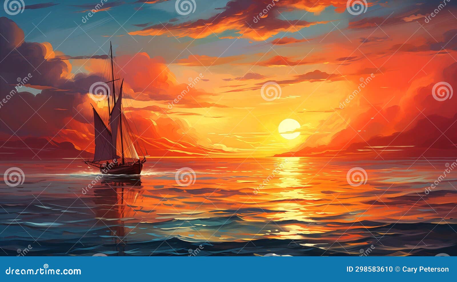 sailing into a magical sunset: a stunning visual of warmth, adve