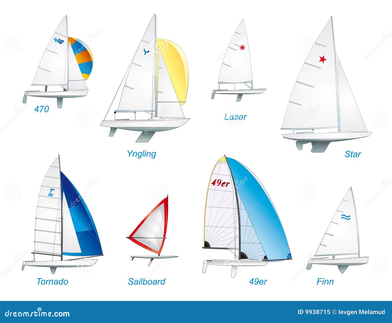 class dinghy, 49er-class dinghy, Finn-class dinghy, Laser-class dinghy 