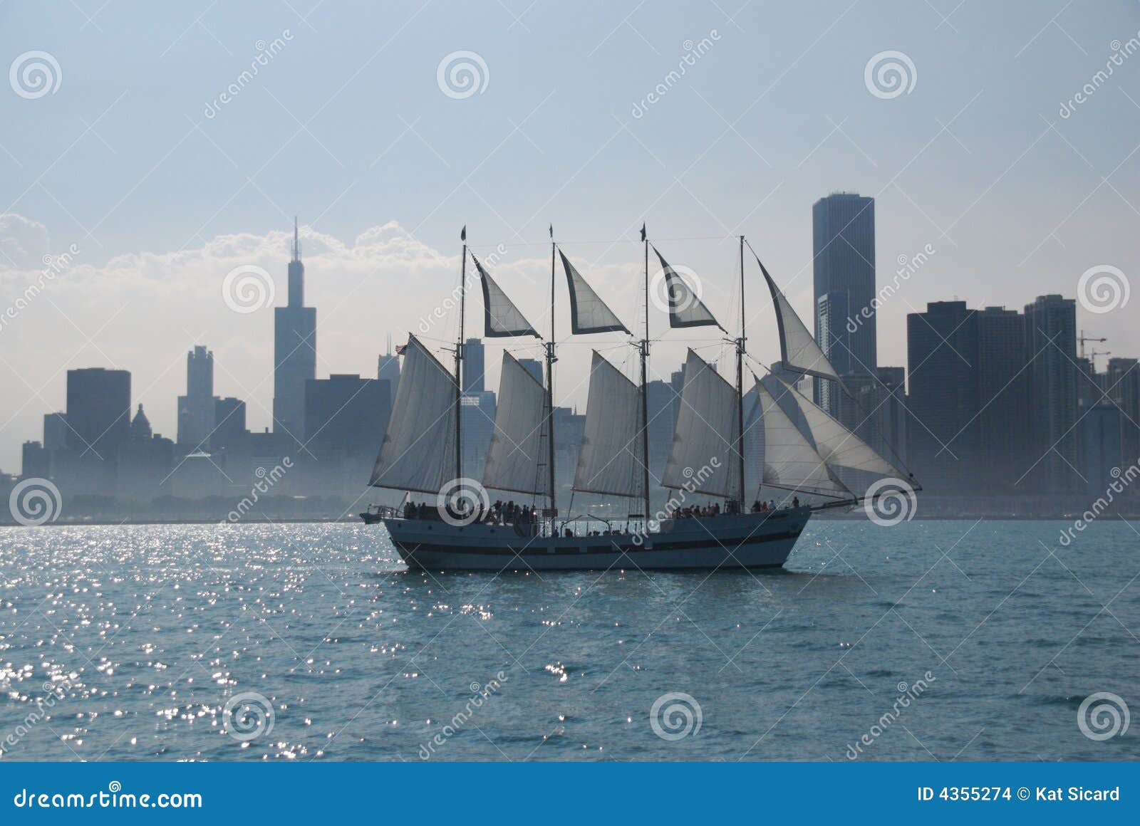 Sailing Past Chicago stock photo. Image of skyline, boat 4355274