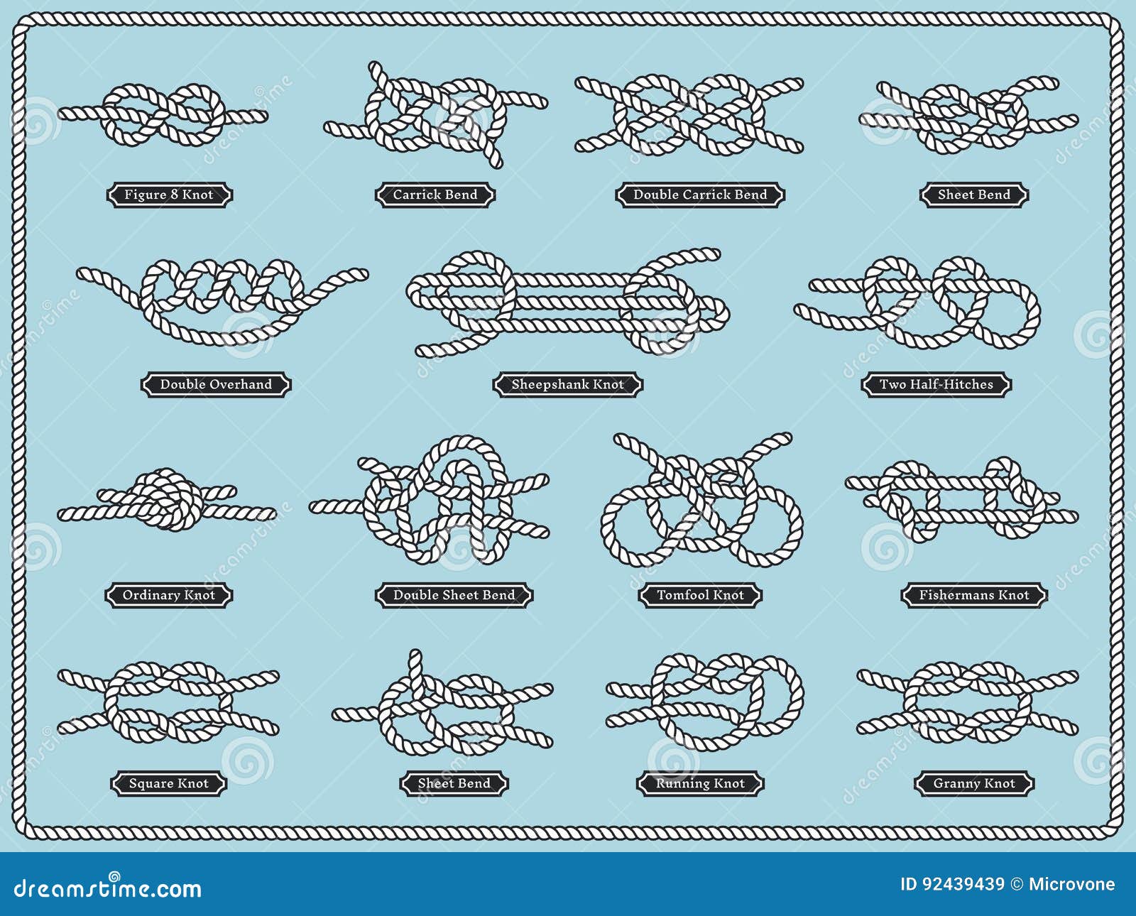 Sailing Rope Knots. Vector Set of Nautical Design Elements Stock Vector -  Illustration of knot, concept: 92439439
