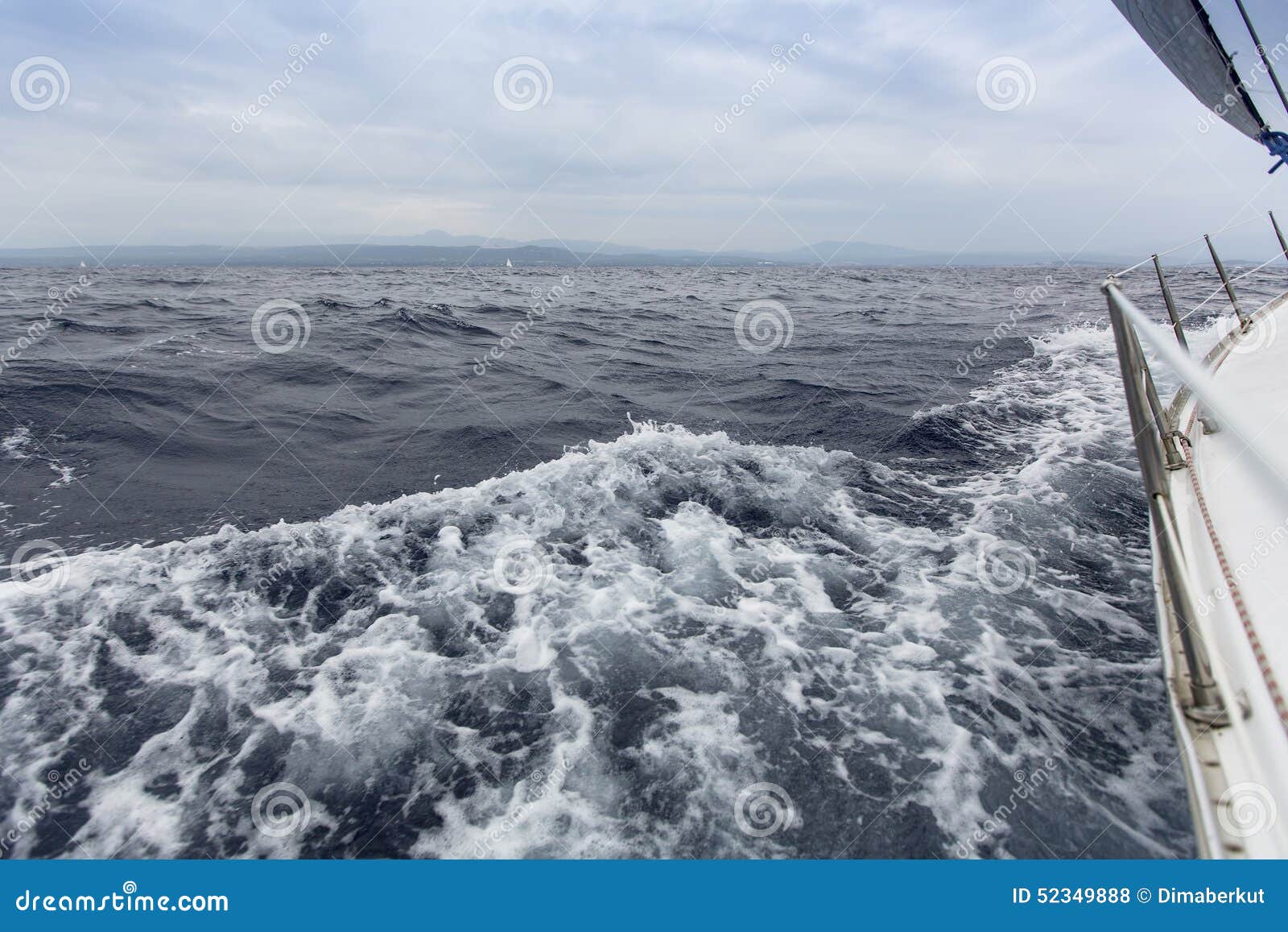 sailing on the sea in inclement weather.