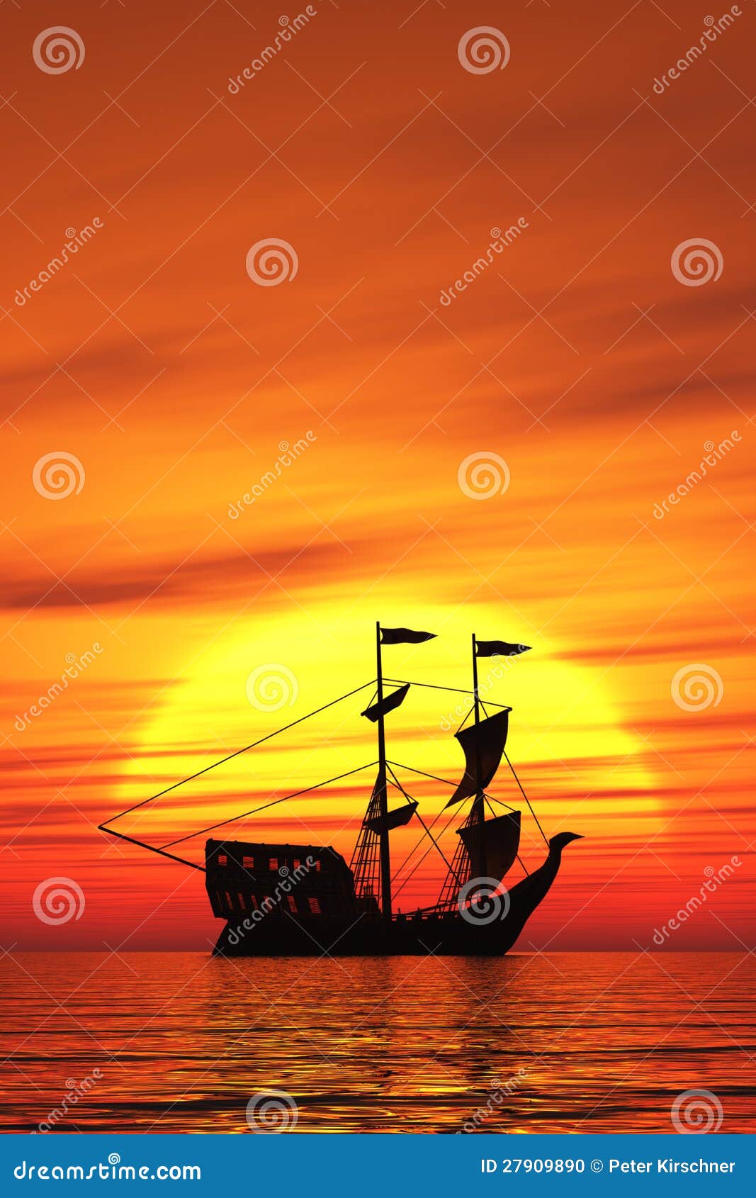 Sailing Ship stock illustration. Illustration of evening 27909890