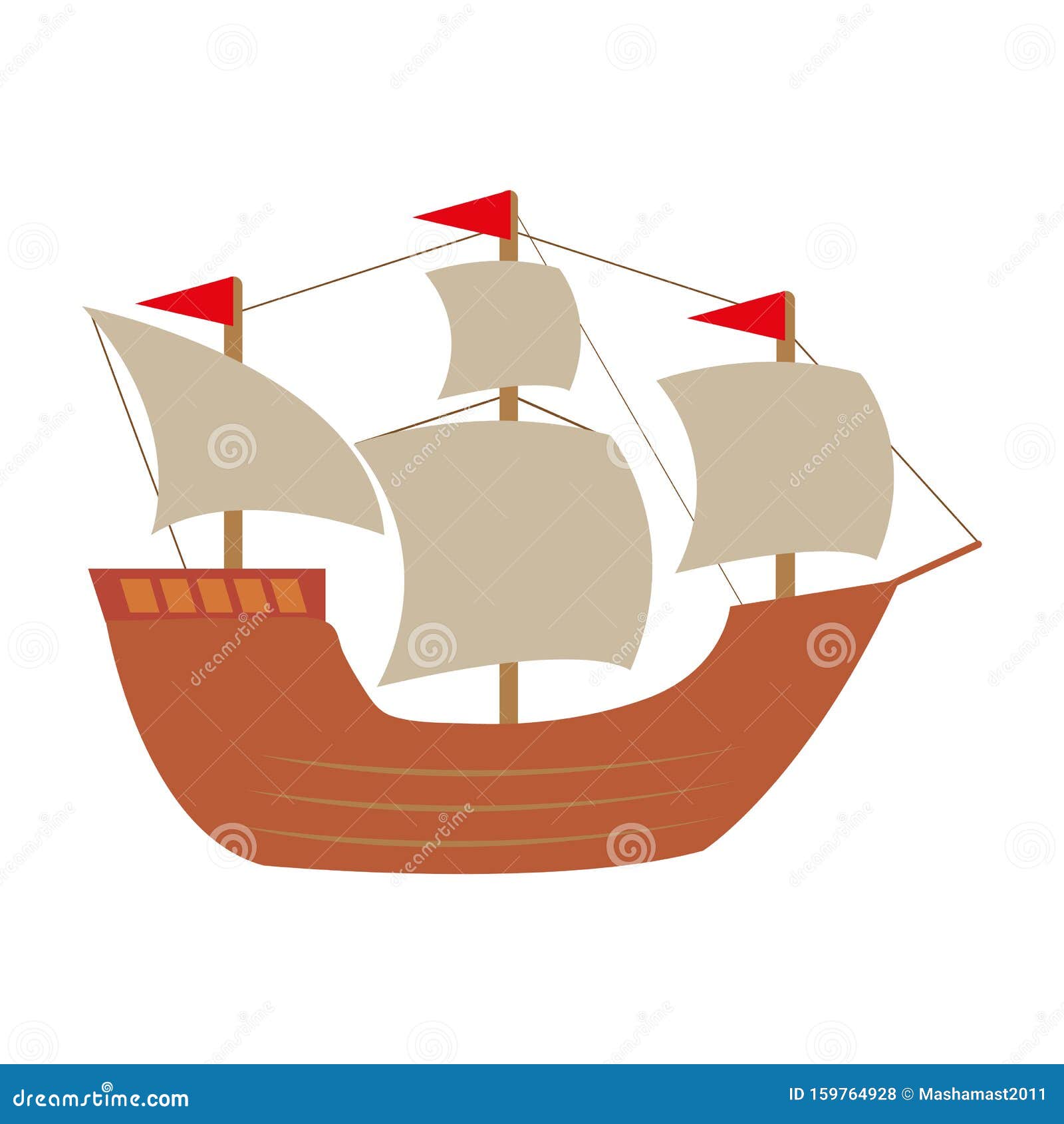 Sailing ship illustration stock vector. Illustration of caravel - 159764928