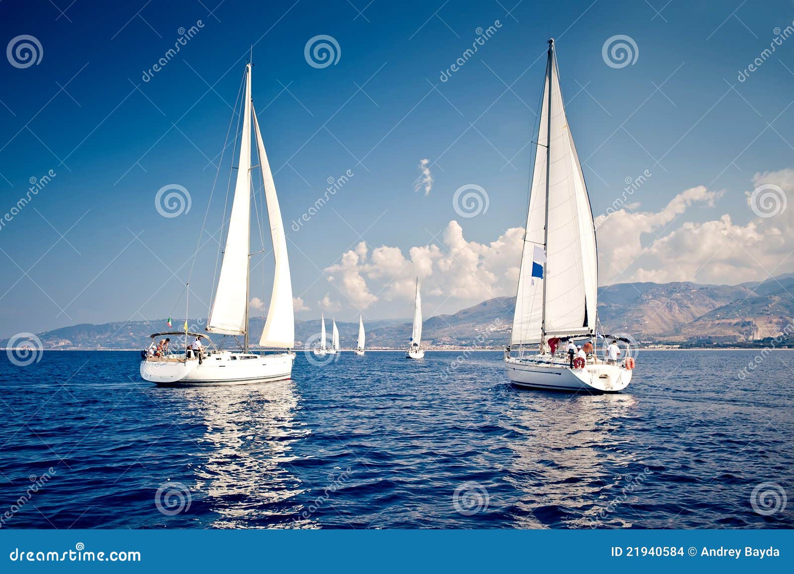 Sailing Ship Yachts with White Sails Stock Photo Image of holiday, adventure 21940584