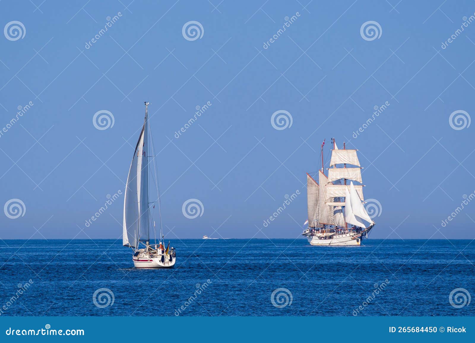 Sailing Ships on the Baltic Sea in WarnemÃ¼nde, Germany Stock Photo