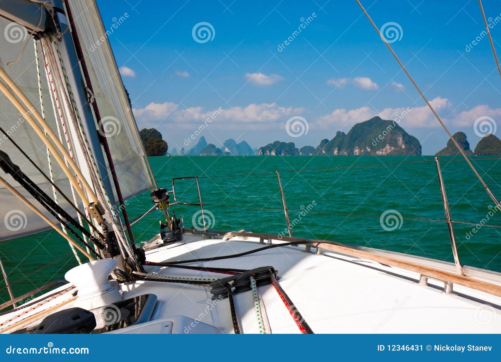 Sailing in Thailand stock image. Image of rock, island 12346431
