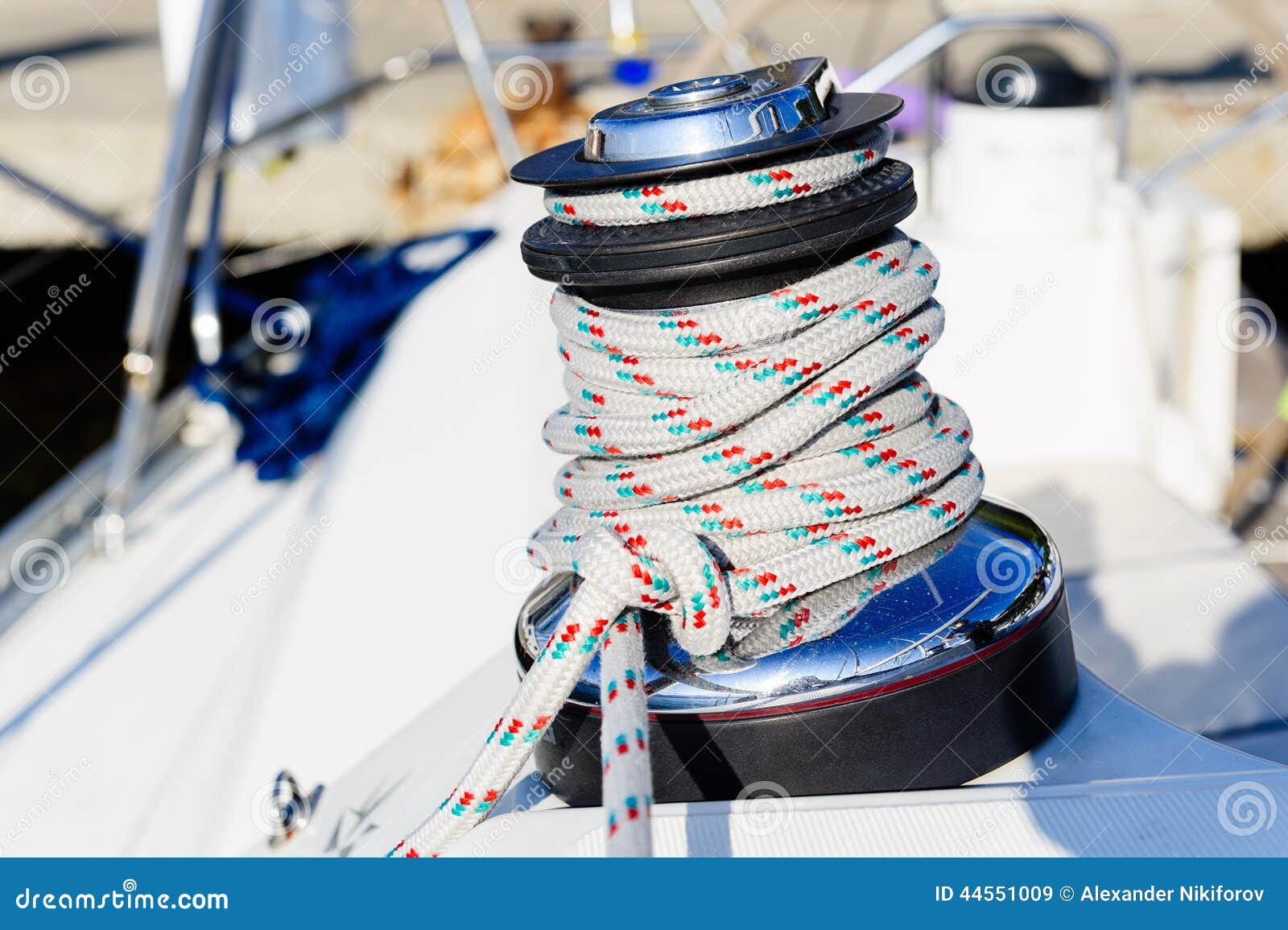 Sailing Winch with Halyard Rope Stock Image Image of maritime