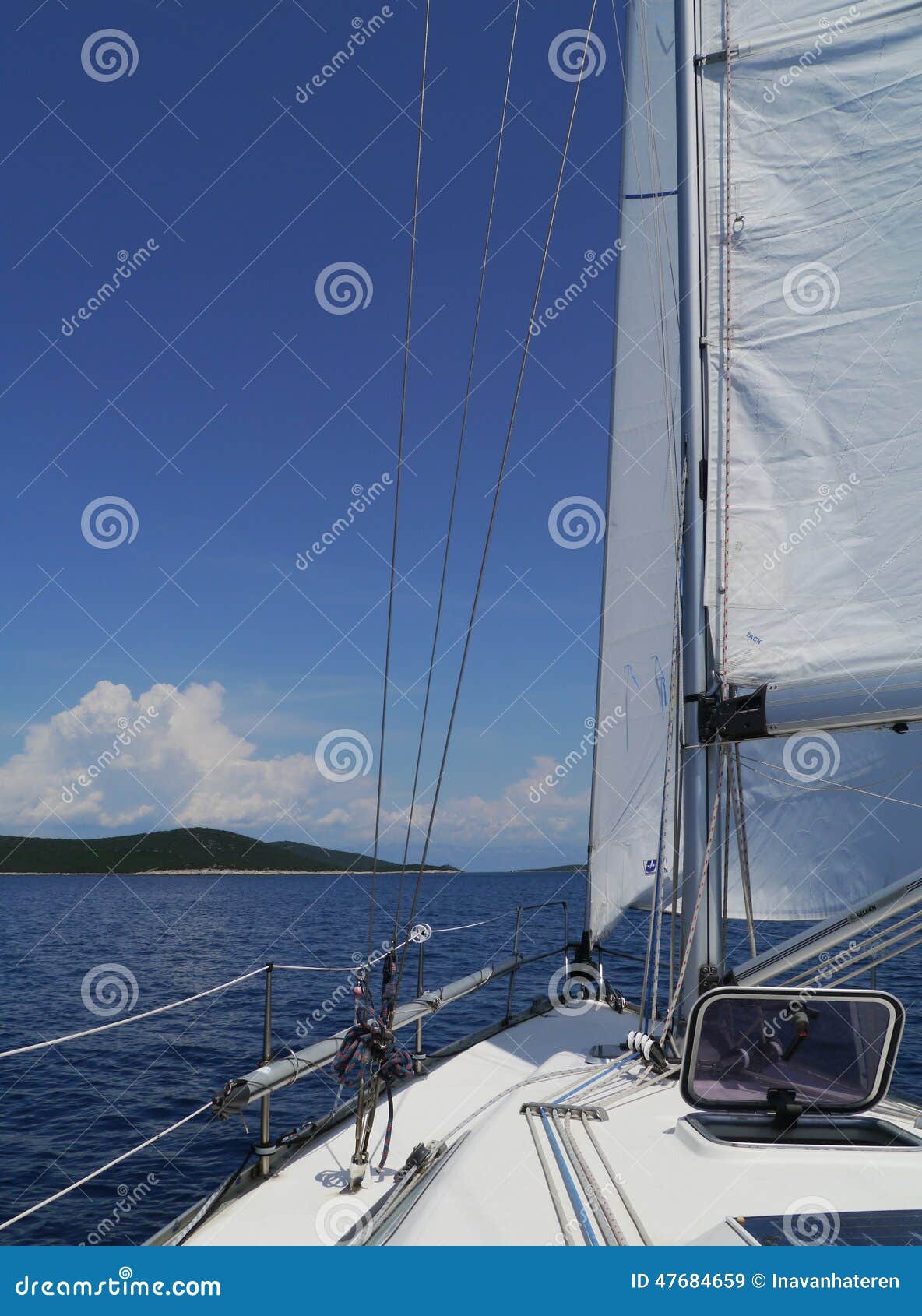 Sailing yacht in the Adriatic sea of Croatia. A sail yacht in the Croatian archipelago in the Mediterranean