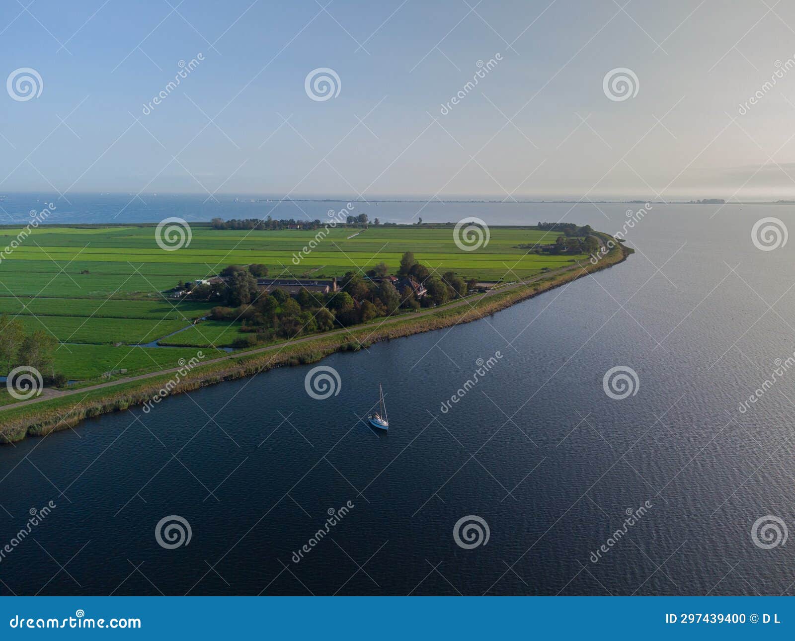 sailing yacht on big lake dutch coast