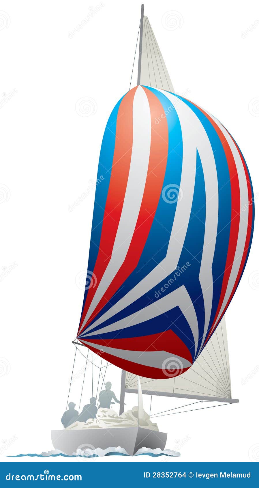 sailing yacht with colorful spinnaker stock vector