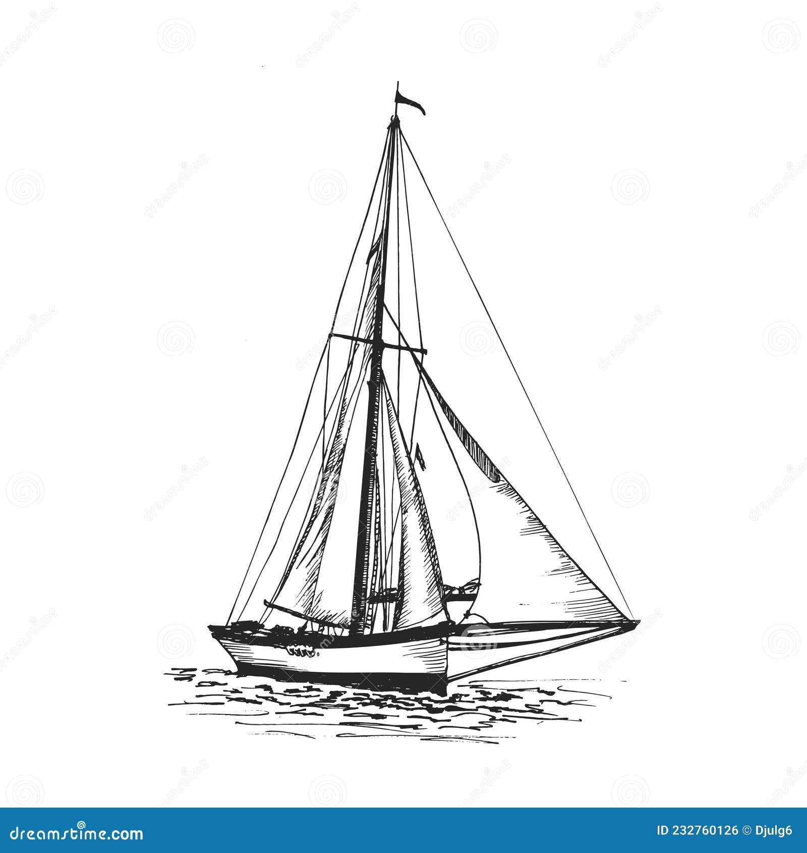 old yacht drawing