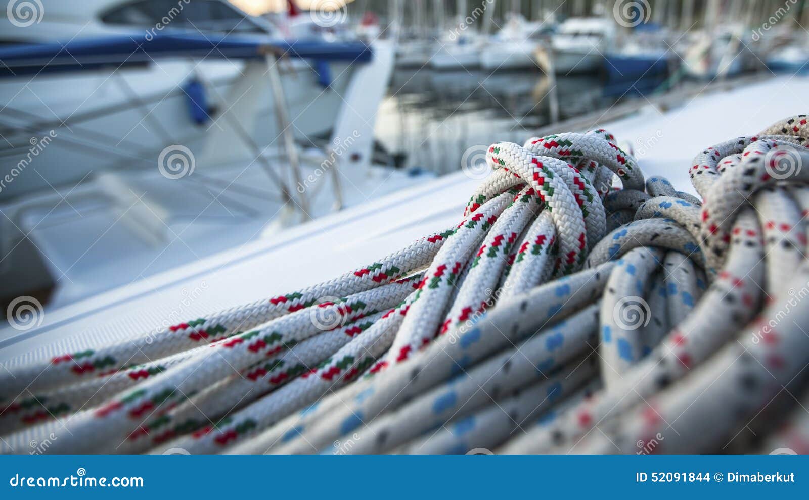 Sailing Yacht Rigging, Ropes Closeup. Sport. Stock Photo Image of