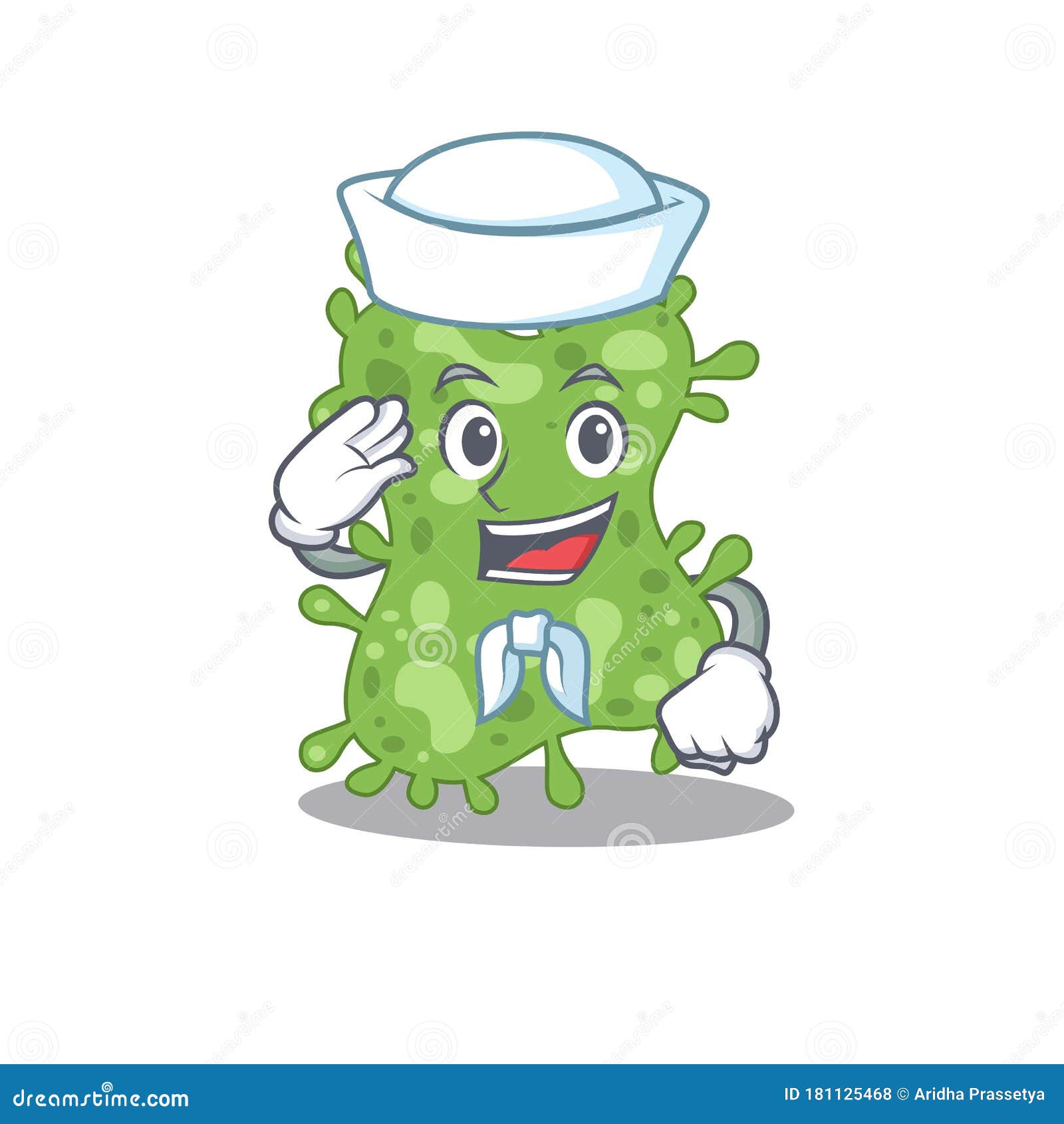 sailor cartoon character of salmonella enterica with white hat