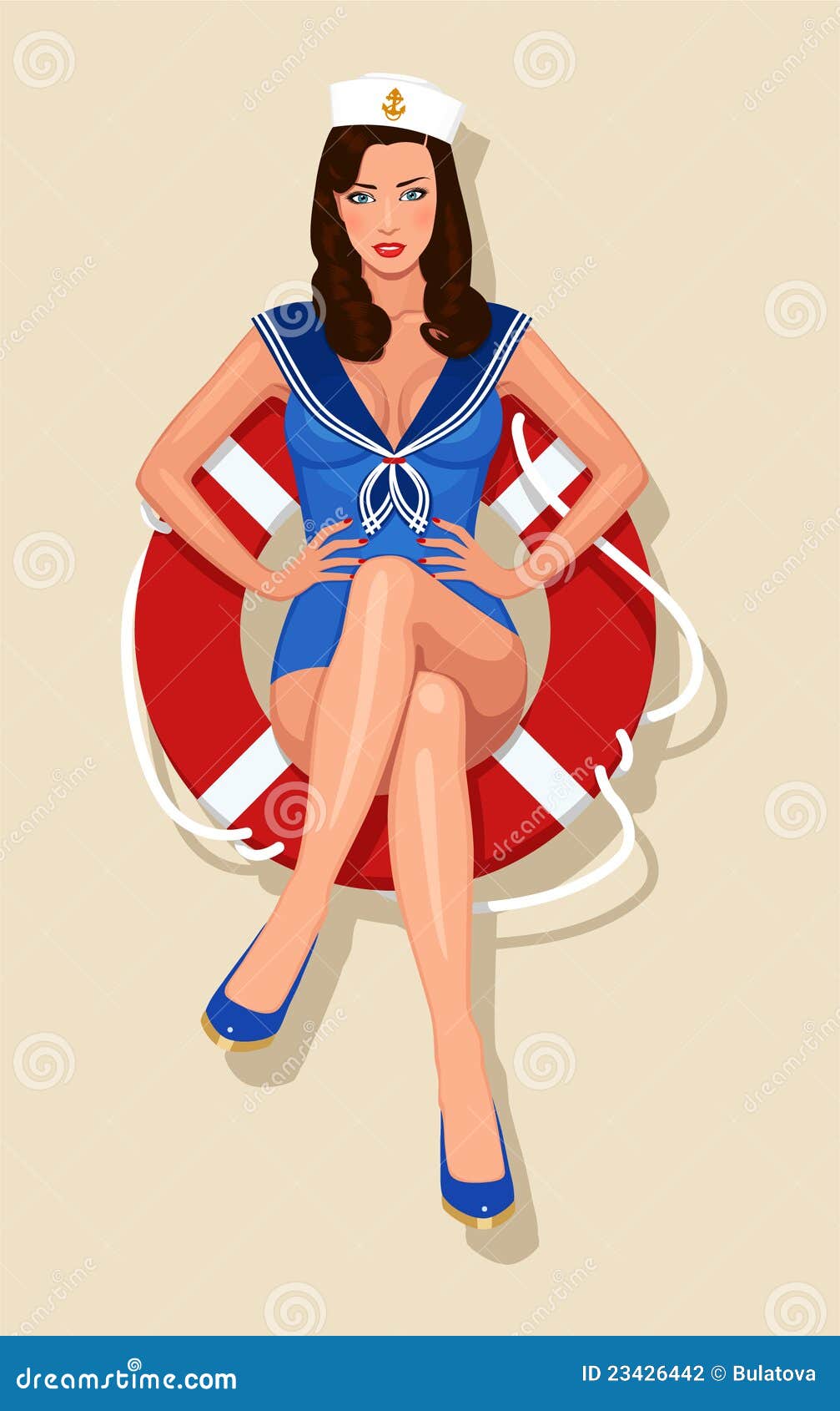 Sailor girl pin-up stock vector. Illustration of high 