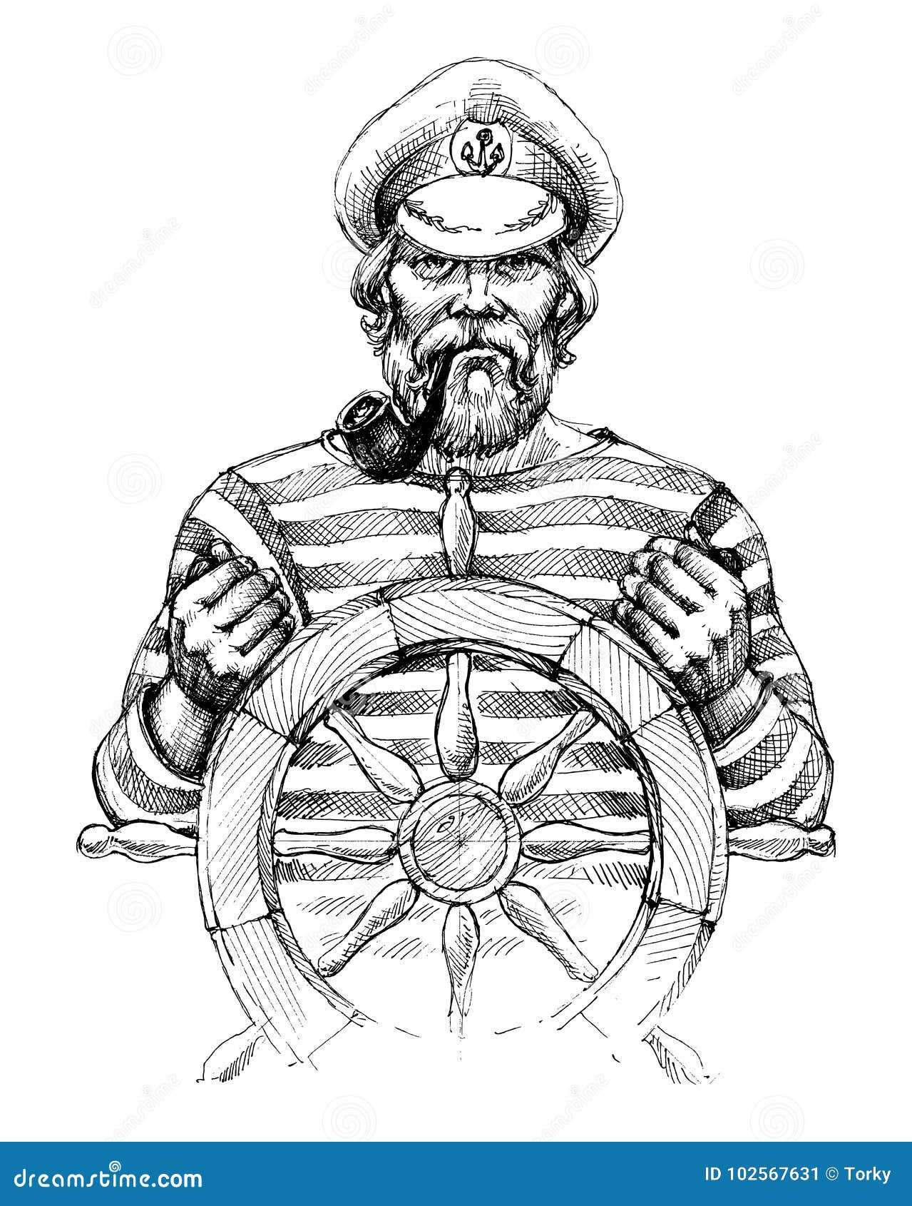 sailor at helm portrait
