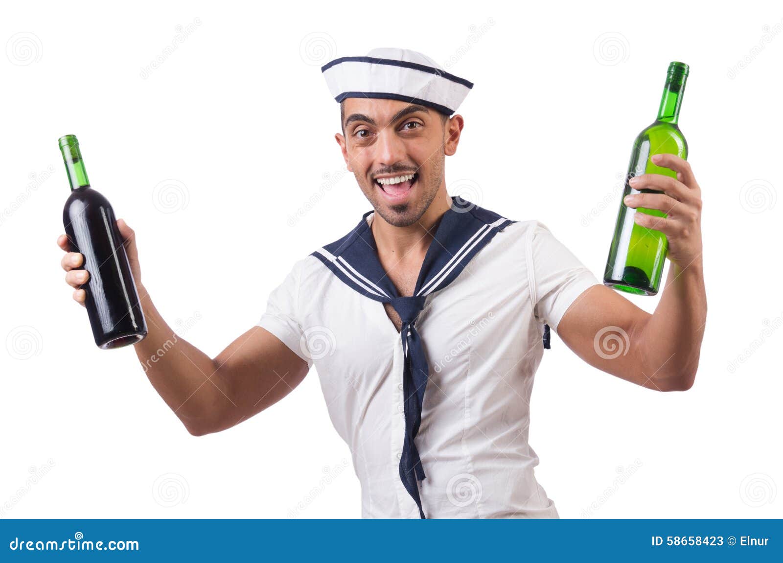 sailor  with wine bottle