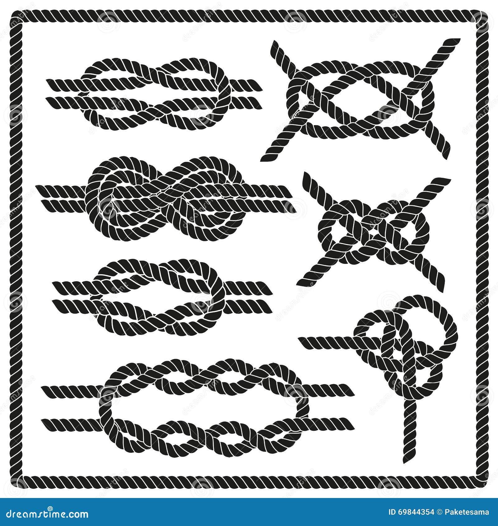 Sailor knot set. stock vector. Illustration of rope, sailor - 69844354