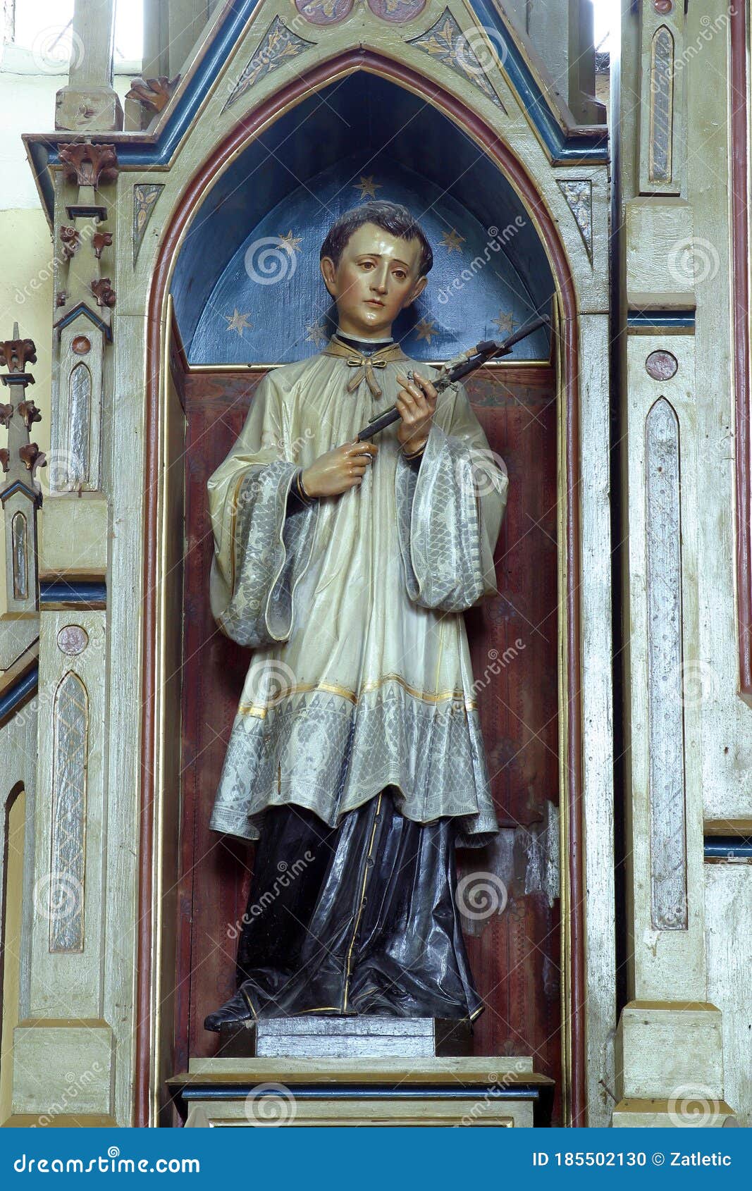 st. aloysius gonzaga statue at the altar of the sacred heart of jesus at st. roch church in luka, croatia