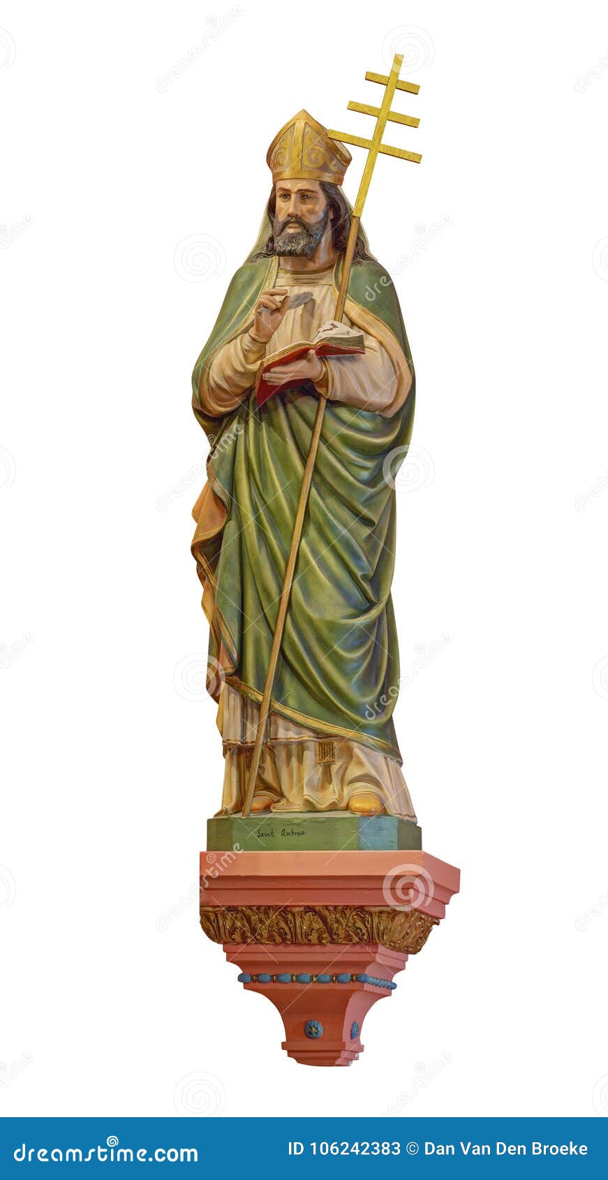 Saint Ambrose Statue Isolated Stock Image Image of miter, religion