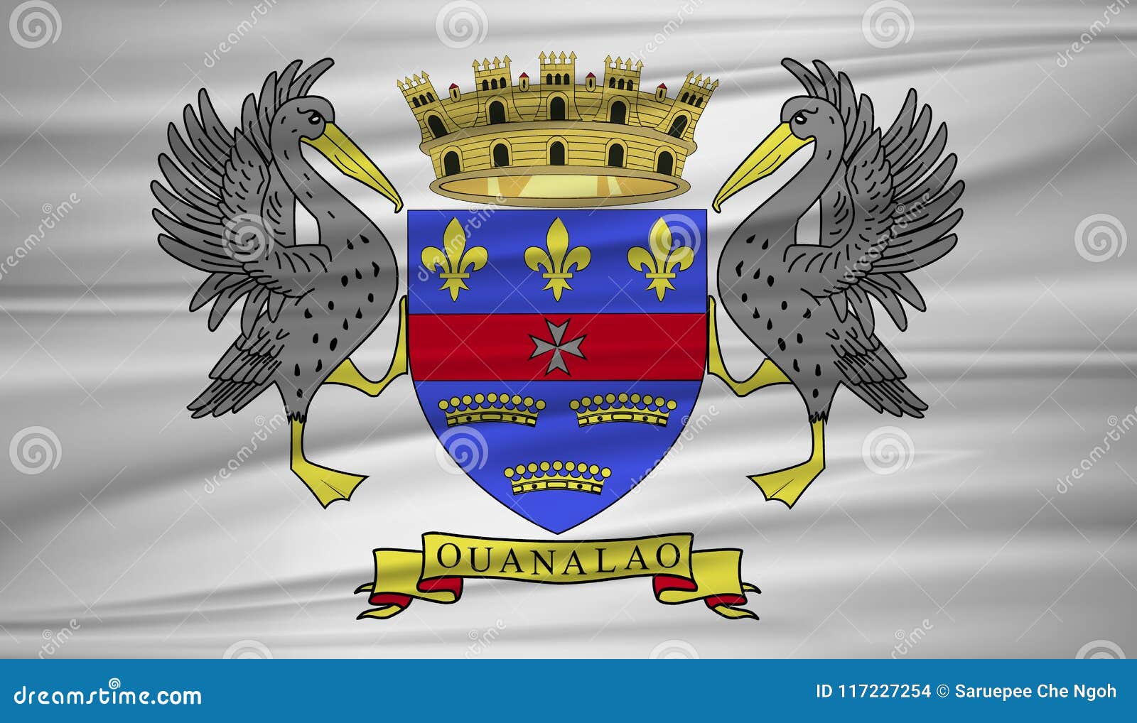 Saint Barthelemy Flag Vector. Vector Flag of Saint Barthelemy Blowig in ...