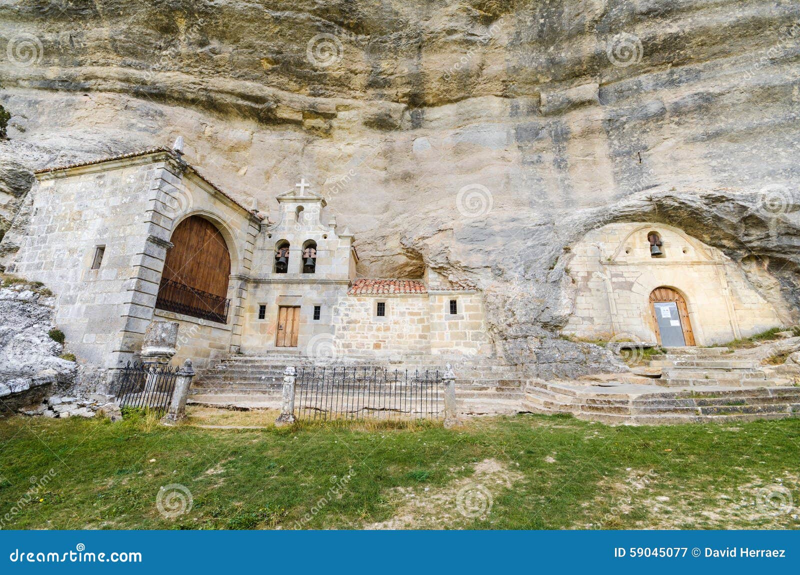 saint bernabe ancient heremitage in a cave in ojo guarena, burgos , spain.