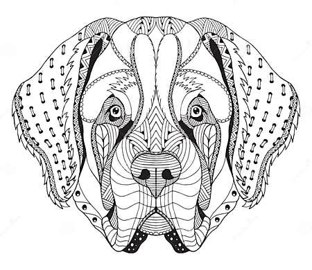 Saint Bernard Dog Zentangle Stylized Head, Freehand Pencil, Hand Stock ...