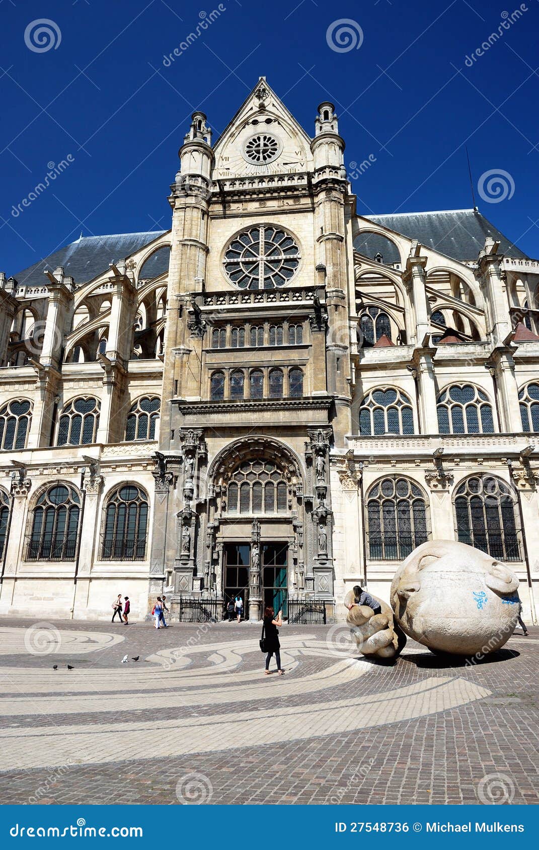 SaintEustache with Head, Paris Editorial Photo Image of toursits
