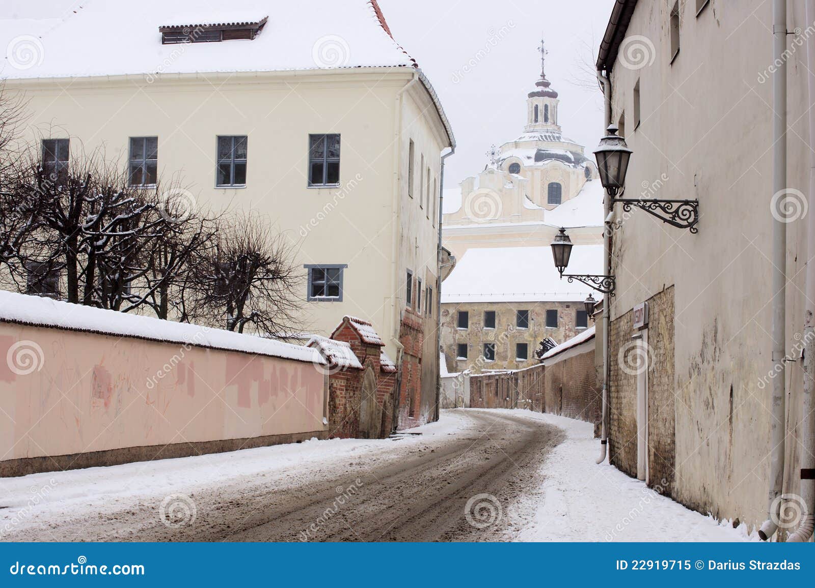 saint ignatius street in winter oldtown vilnius
