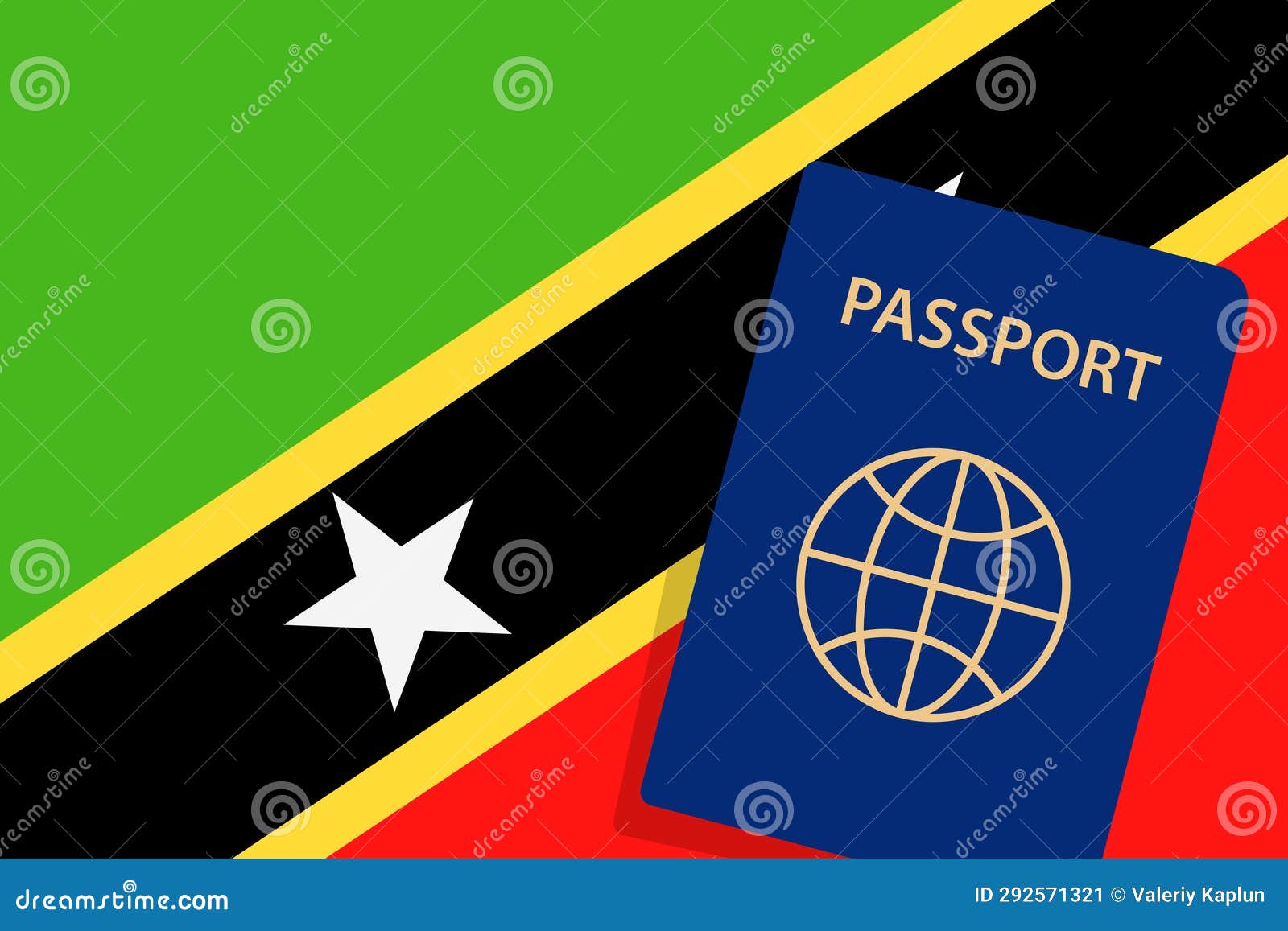 Saint Kitts and Nevis Passport. Saint Kitts and Nevis Flag Background