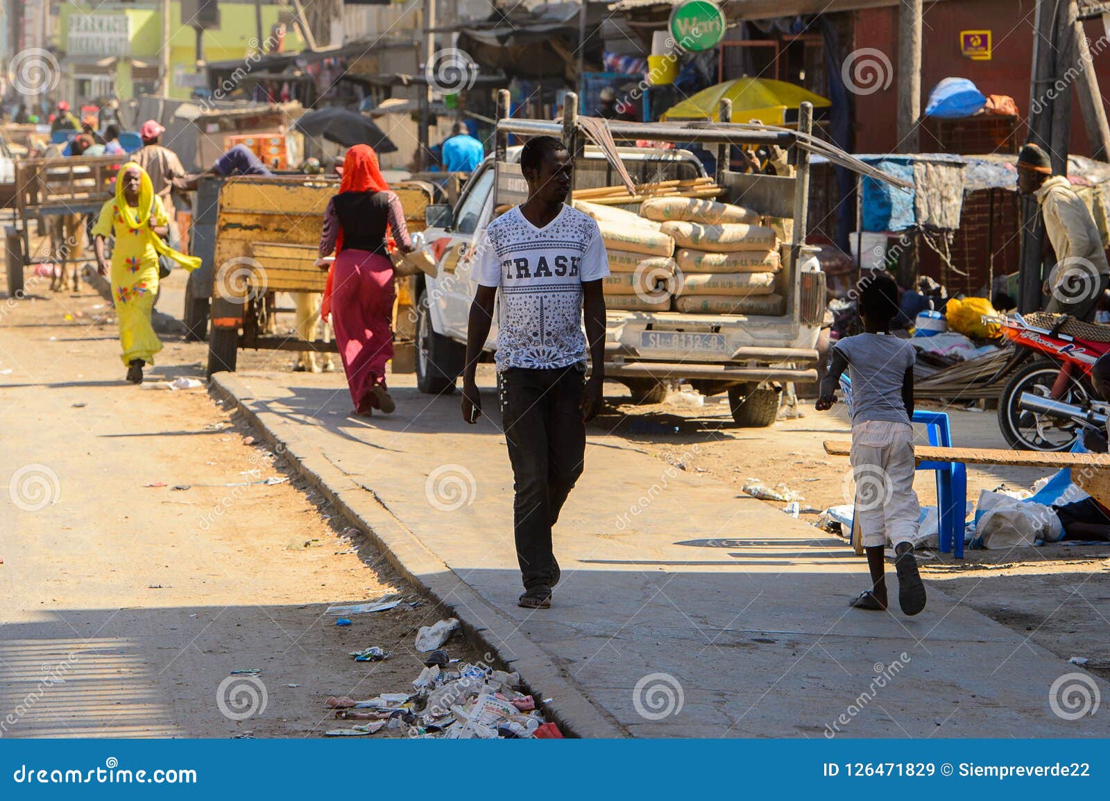 Unidentified Senegalese Man Walks Along The Road At The Local M Editorial Stock Image - Image of ...