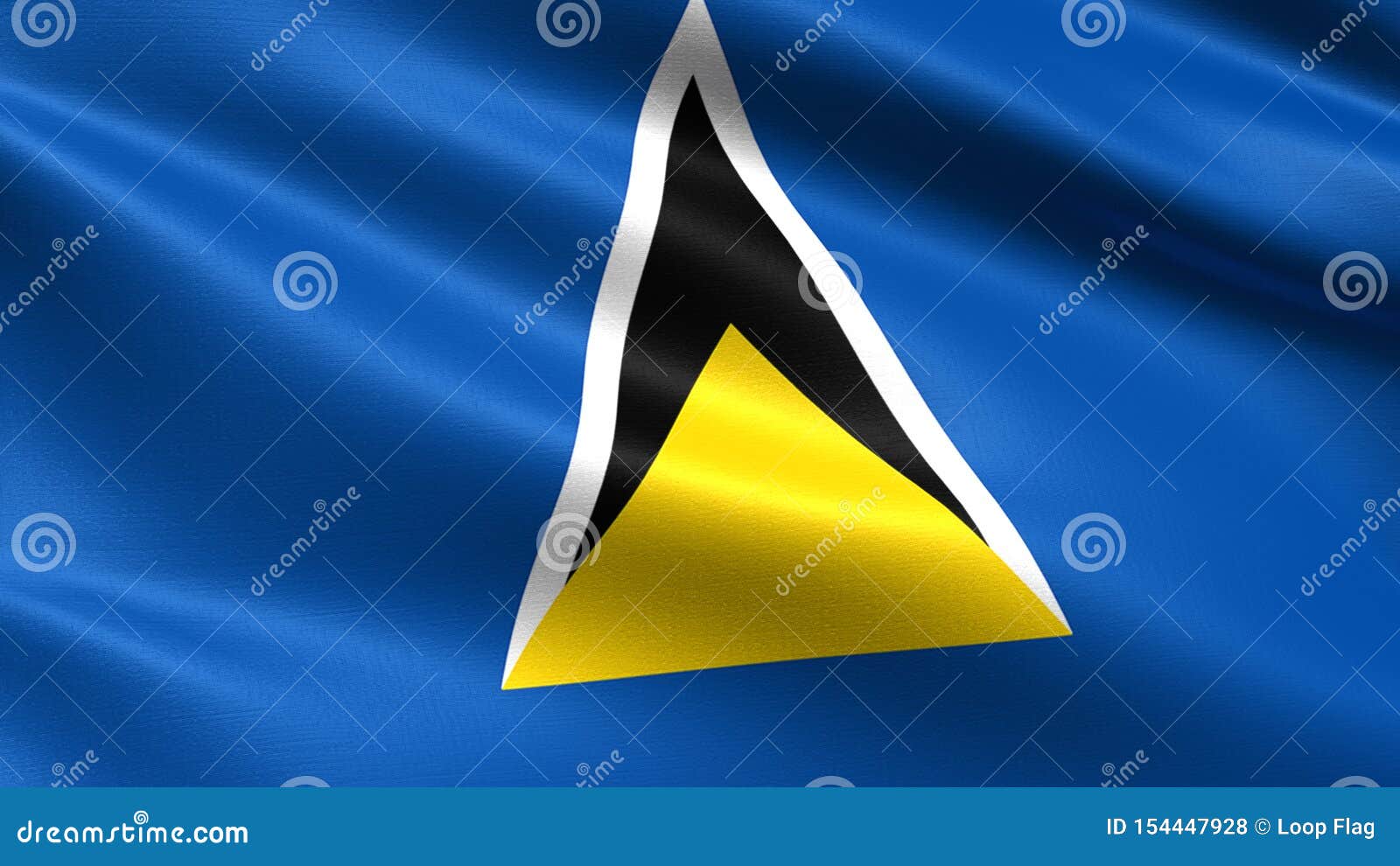 saint lucia flag, with waving fabric texture