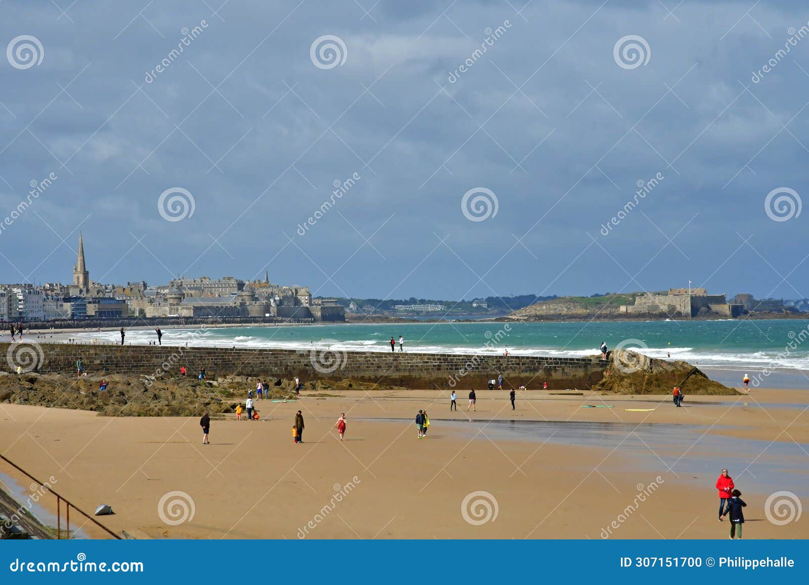 saint malo france - july 30 2023 : sillon beach