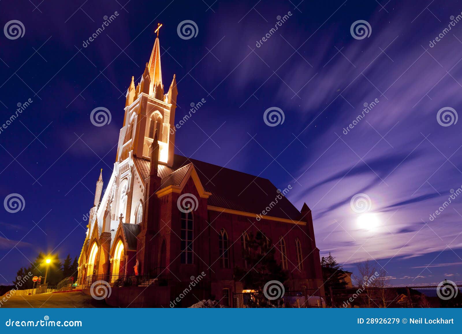 saint marys church at night