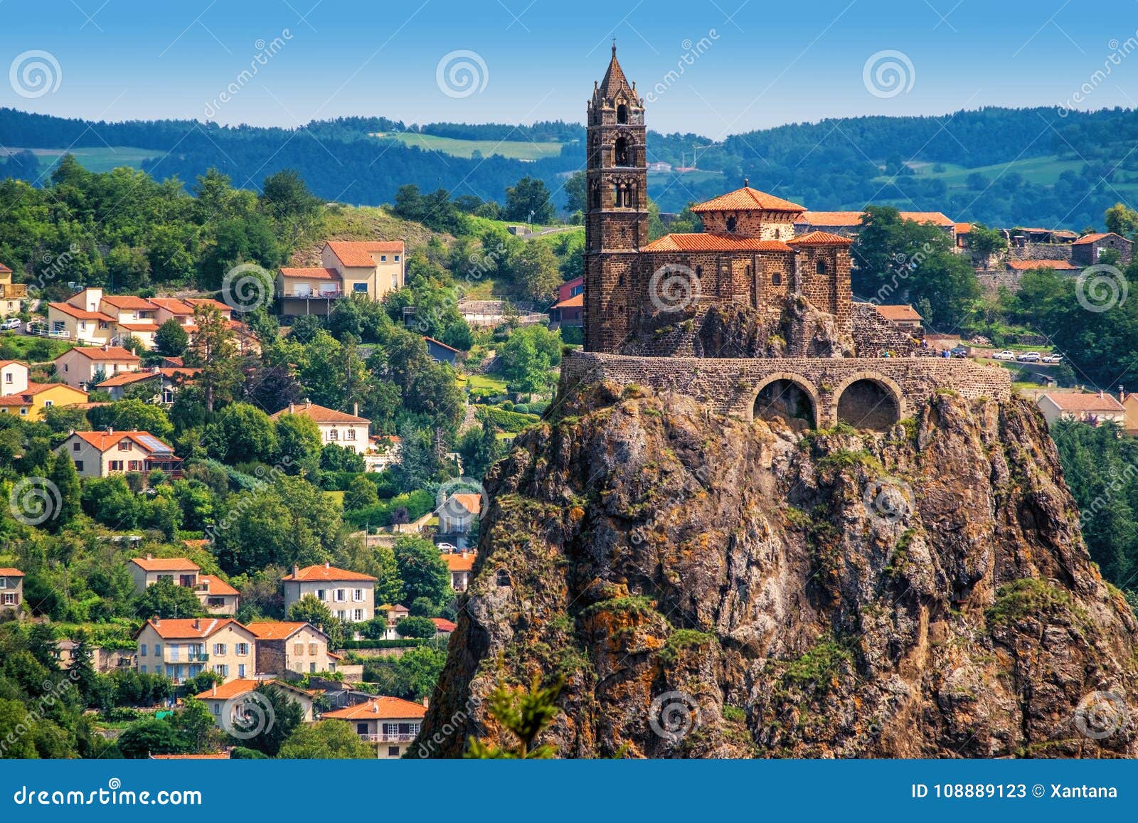 saint michel d`aiguilhe chapel in le puy en velay, france