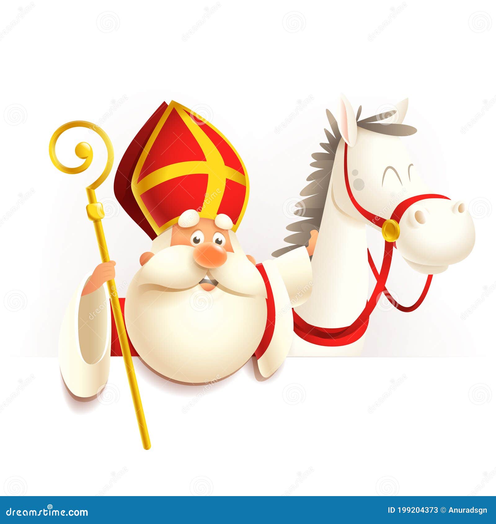 Continent Kast Werkloos Saint Nicholas Sinterklaas with Horse on Board - Vector Illustration  Isolated on Transparent Background Stock Vector - Illustration of cute,  dutch: 199204373