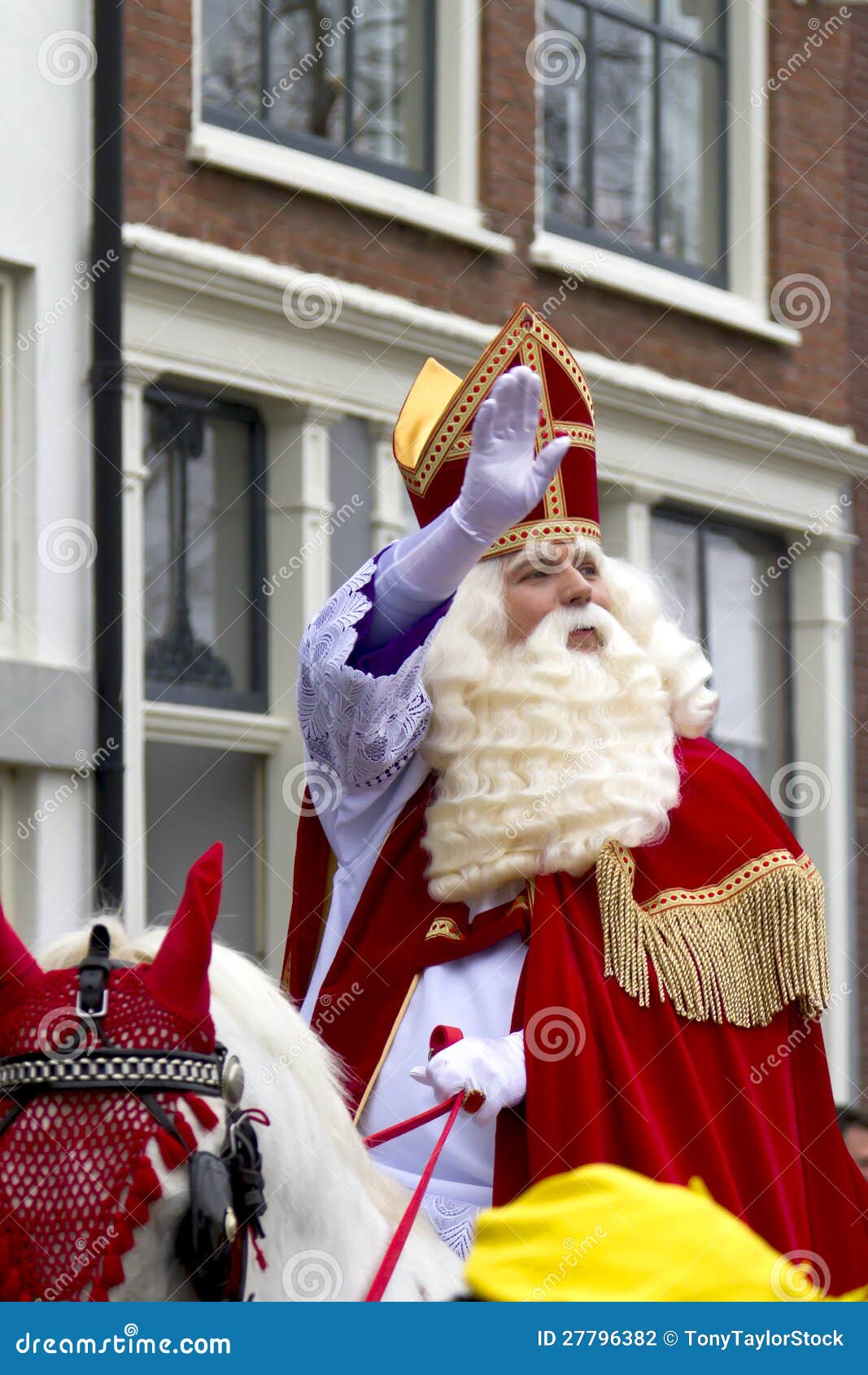 Saint Nicolaas on His White Horse Riding Editorial Photography Image