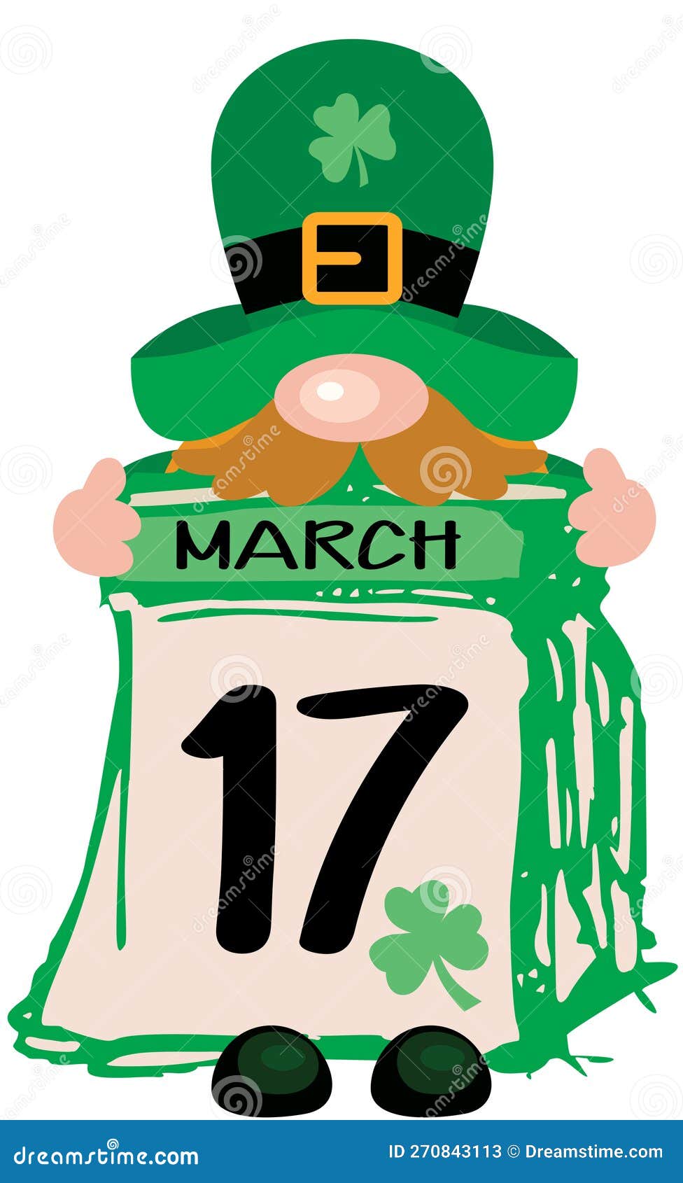 Saint Patrick S Day Gnome with March 17 Calendar Paper Stock Vector Illustration of ireland