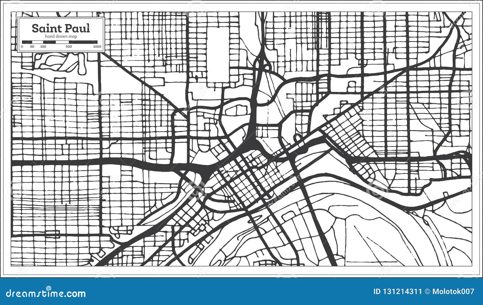 St Paul Minnesota City Street Map Black and White Series Mixed