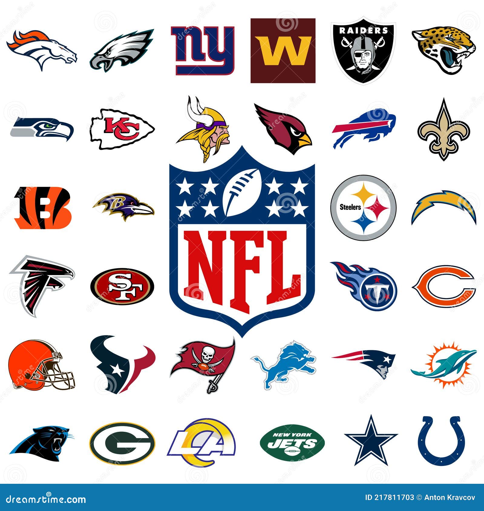 Logo of All National Football League Teams. Editorial Stock Photo -  Illustration of design, star: 217811703